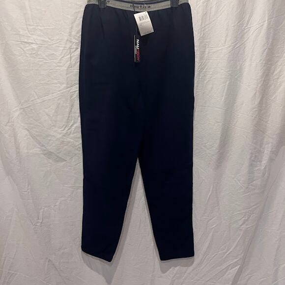 NWT VTG Y2K Nautica Sleepwear Pants Logo Navy Fleece Mens Size L - Picture 1 of 6